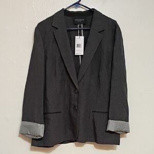 Lafayette 148 New York Gray Linen 2 button Blazer Size 18 NWT  MSRP $598